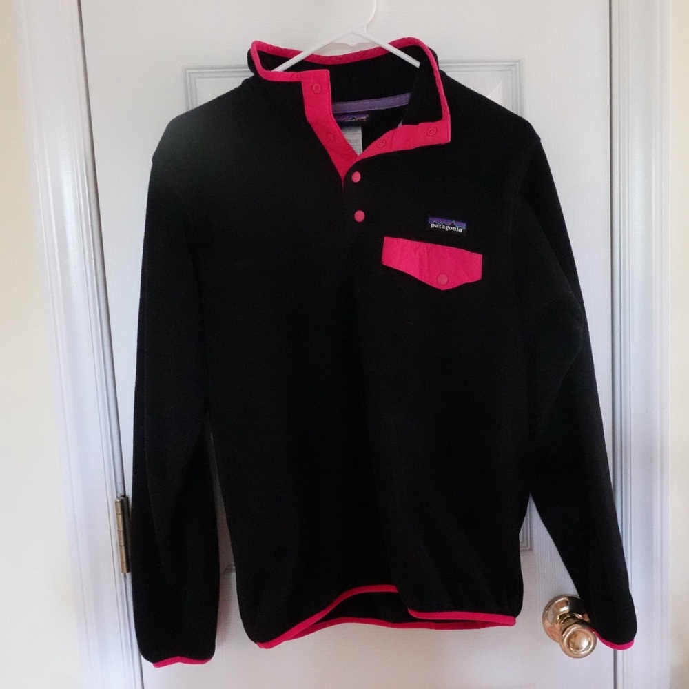 Black and Pink Snap-T Pullover